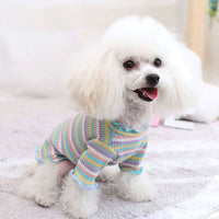 HKM-5608893 Rainbow Stripe Casual Cotton Bottoming Shirt for Everyday Wear