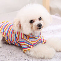 HKM-5608893 Rainbow Stripe Casual Cotton Bottoming Shirt for Everyday Wear