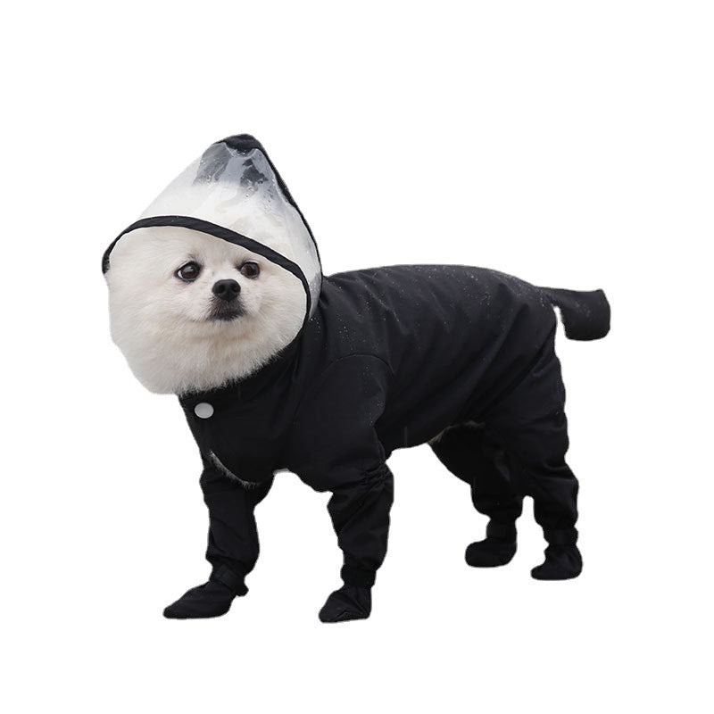 HKM-5610941 All-Inclusive Waterproof Raincoat for Pets - Four-Legged Style in Green, Sizes S to XXL