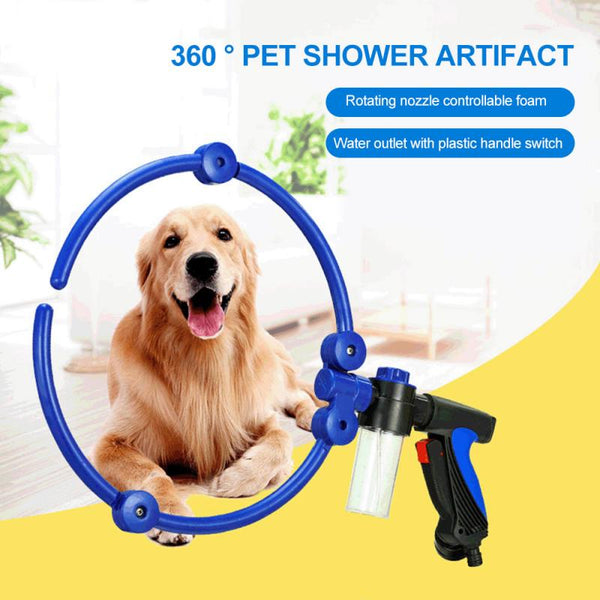 HKM-5611965 360-Degree Self-Priming Foldable Pet Bathing Spray Gun with Adjustable Water Flow and Anti-Skid Handle