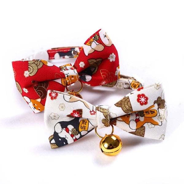 HKM-5612093 Shiba Inu Cartoon Adjustable Pet Bow Tie, Nylon Material, 17-30cm Size