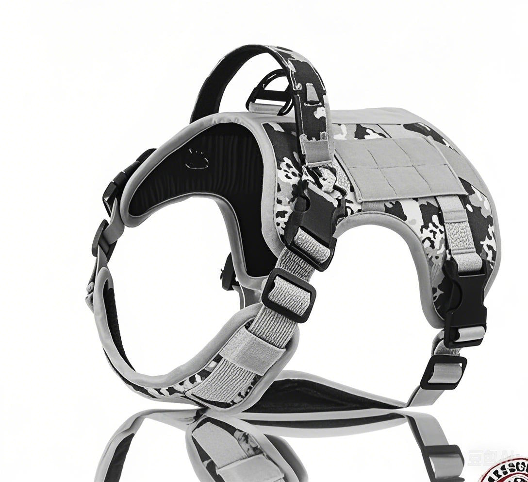 HKM-5613373 Tactical Dog Harness in Khaki, Black, Rose Red, Camouflage Blue, and Camouflage White - Durable Polyester Material for Comfort and Control