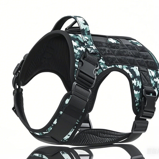 HKM-5613373 Tactical Dog Harness in Khaki, Black, Rose Red, Camouflage Blue, and Camouflage White - Durable Polyester Material for Comfort and Control