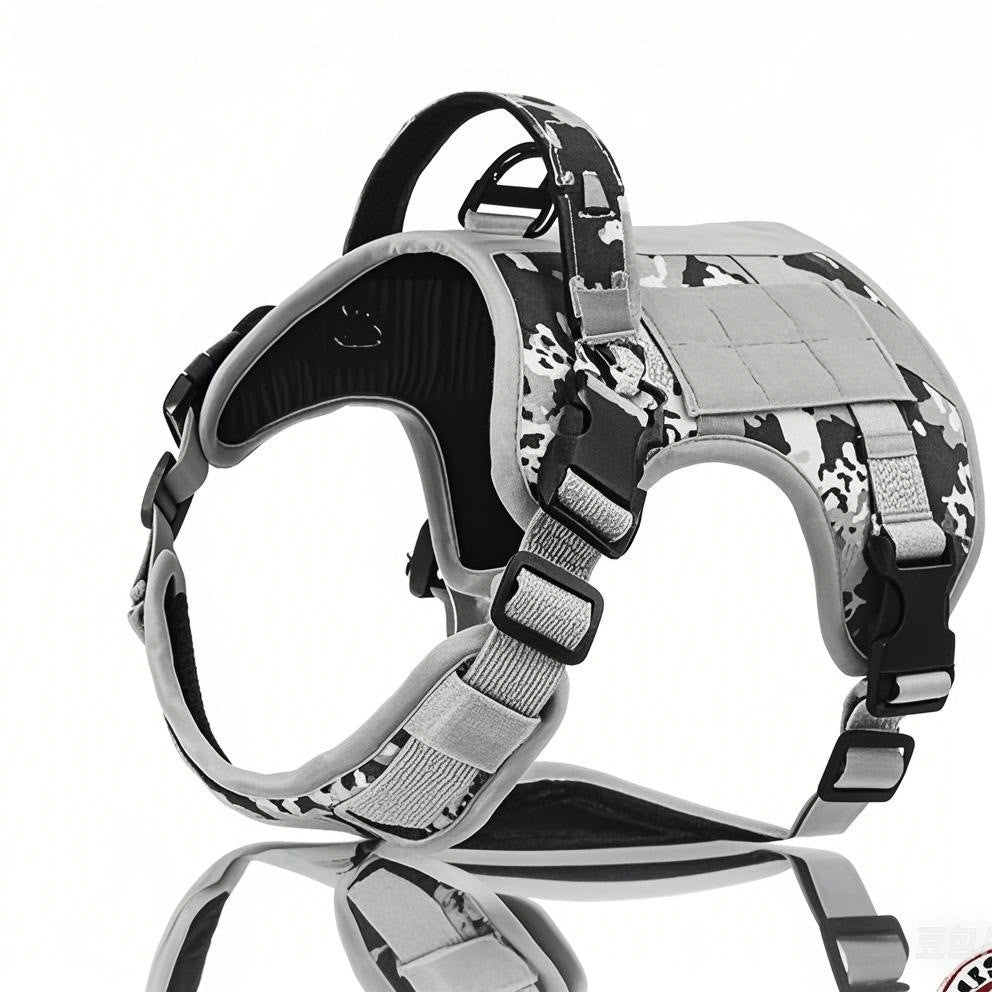 HKM-5613373 Tactical Dog Harness in Khaki, Black, Rose Red, Camouflage Blue, and Camouflage White - Durable Polyester Material for Comfort and Control