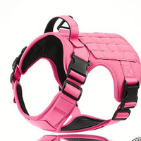 HKM-5613373 Tactical Dog Harness in Khaki, Black, Rose Red, Camouflage Blue, and Camouflage White - Durable Polyester Material for Comfort and Control