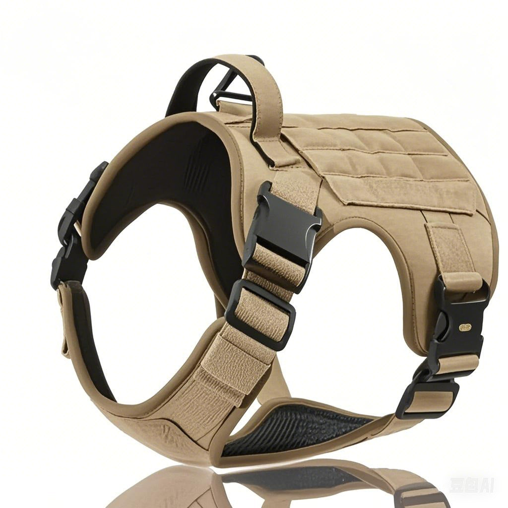 HKM-5613373 Tactical Dog Harness in Khaki, Black, Rose Red, Camouflage Blue, and Camouflage White - Durable Polyester Material for Comfort and Control