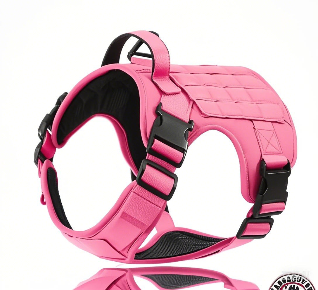 HKM-5613373 Tactical Dog Harness in Khaki, Black, Rose Red, Camouflage Blue, and Camouflage White - Durable Polyester Material for Comfort and Control