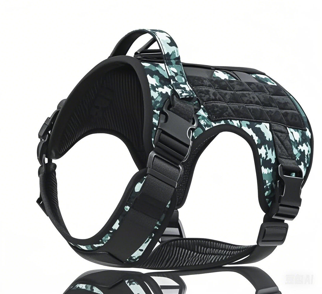 HKM-5613373 Tactical Dog Harness in Khaki, Black, Rose Red, Camouflage Blue, and Camouflage White - Durable Polyester Material for Comfort and Control