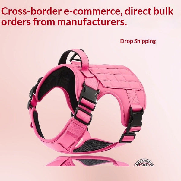 HKM-5613373 Tactical Dog Harness in Khaki, Black, Rose Red, Camouflage Blue, and Camouflage White - Durable Polyester Material for Comfort and Control