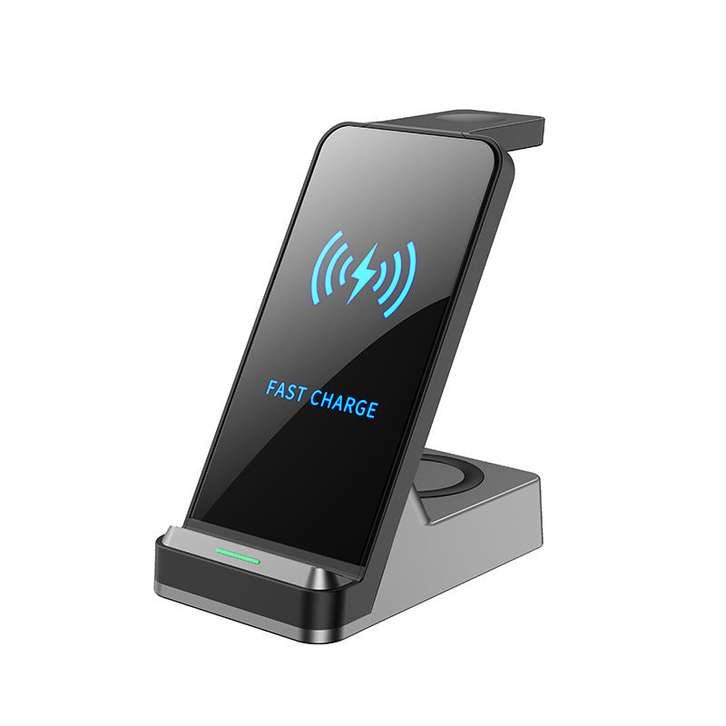 HKM-561363 Three-in-One Wireless Charger with USB Interface - Fast Charging in Black and White