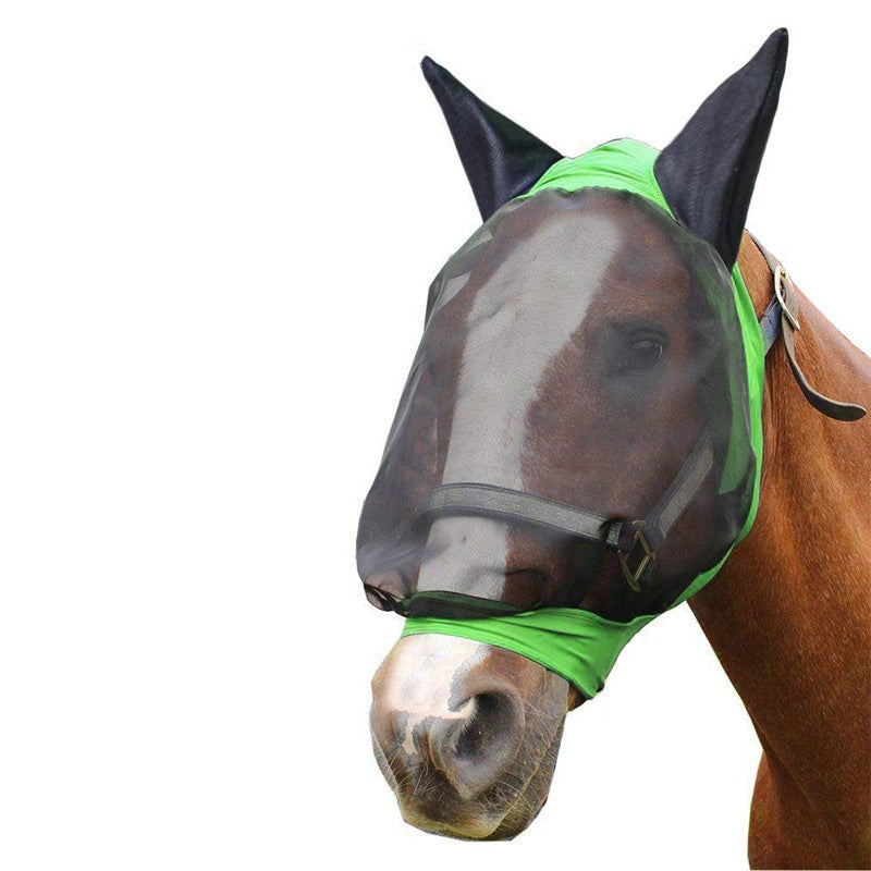 HKM-5613757 Mosquito-Proof One-Piece Fly Mask for Horses with UV Protection and Adjustable Fit