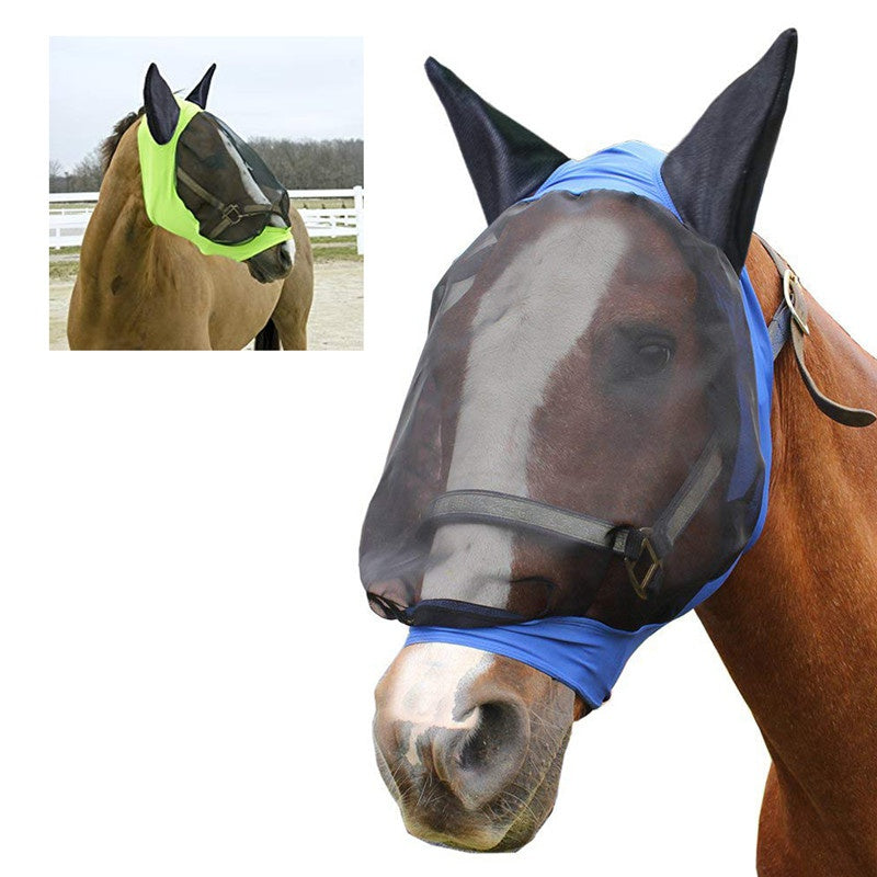 HKM-5613757 Mosquito-Proof One-Piece Fly Mask for Horses with UV Protection and Adjustable Fit