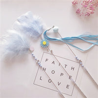 HKM-5614909 Feather Cat Teaser Wand Toy with Long Tassels and Bells - Set of 3