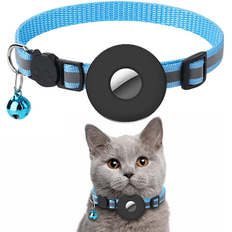 HKM-5616061 Reflective Adjustable Pet Collar with Safety Buckle and Airtag Case for Dogs and Cats