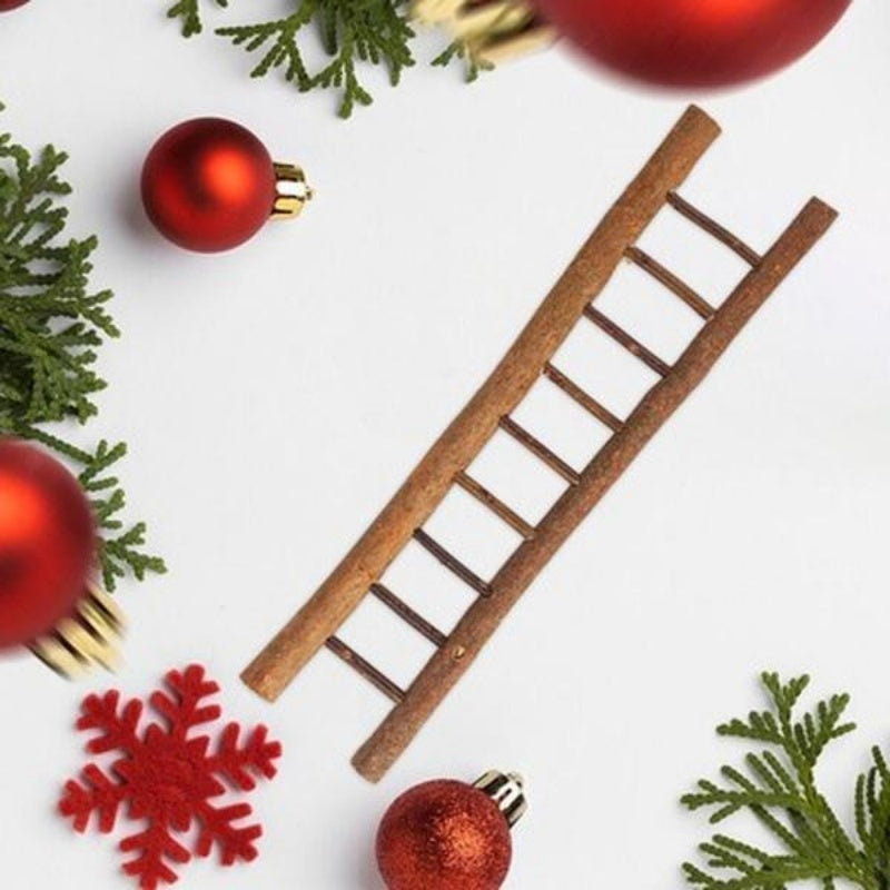 HKM-561747 Miniature Wooden Ladder for Christmas Tree Decor and Holiday Crafts