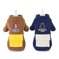 HKM-5618237 Winter Warm Dog Clothing - Pocket Zipper Two-Legged Shirt - Thick Fleece Fabric - Available in Khaki and Blue, Sizes S to XXL