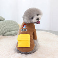HKM-5618237 Winter Warm Dog Clothing - Pocket Zipper Two-Legged Shirt - Thick Fleece Fabric - Available in Khaki and Blue, Sizes S to XXL