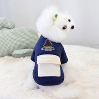 HKM-5618237 Winter Warm Dog Clothing - Pocket Zipper Two-Legged Shirt - Thick Fleece Fabric - Available in Khaki and Blue, Sizes S to XXL