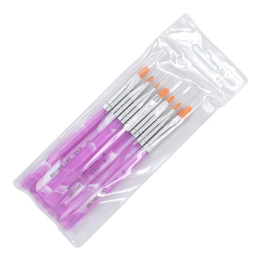 HKM-561939 Acrylic Flat Head Light Therapy Pen Set - 7-Piece Nail Art Tool for Creative Design
