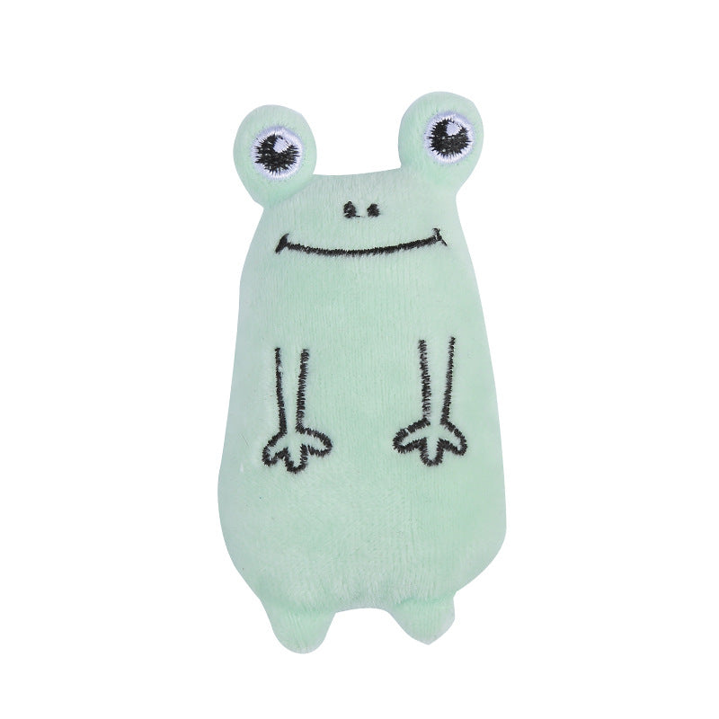 HKM-5619517 Plush Cat Oval Toys with Cat Grass - Available in Frog, Dinosaur, Brown Bear, Cat, and Duck Designs