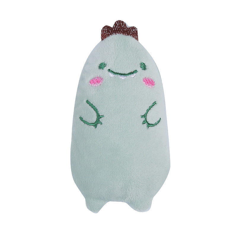 HKM-5619517 Plush Cat Oval Toys with Cat Grass - Available in Frog, Dinosaur, Brown Bear, Cat, and Duck Designs