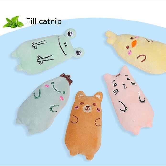 HKM-5619517 Plush Cat Oval Toys with Cat Grass - Available in Frog, Dinosaur, Brown Bear, Cat, and Duck Designs