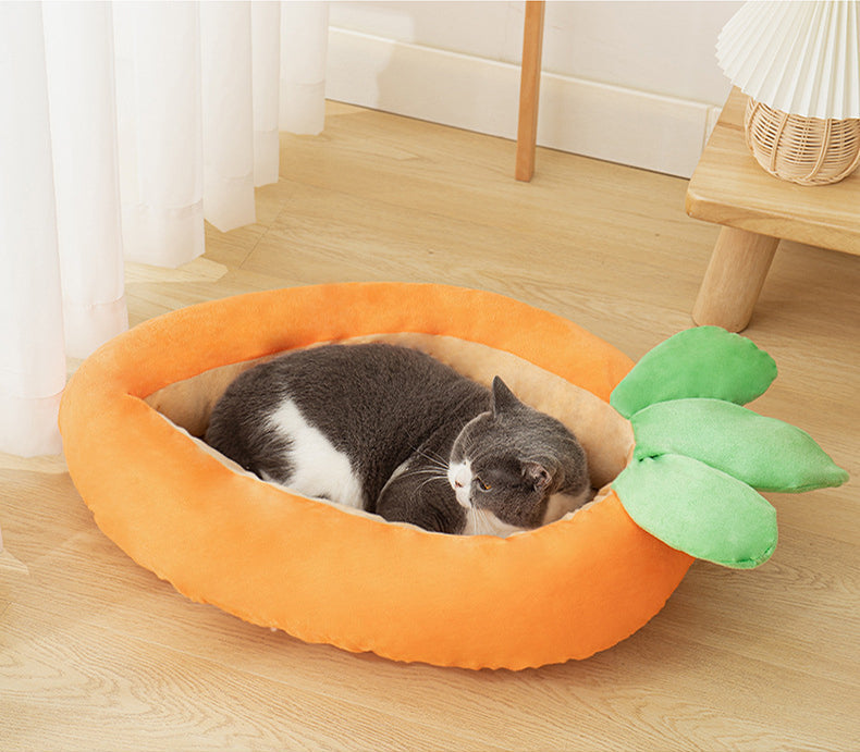HKM-5619901 Carrot Dog Nesting Bed with Washable Soft Blanket for Small and Medium Pets