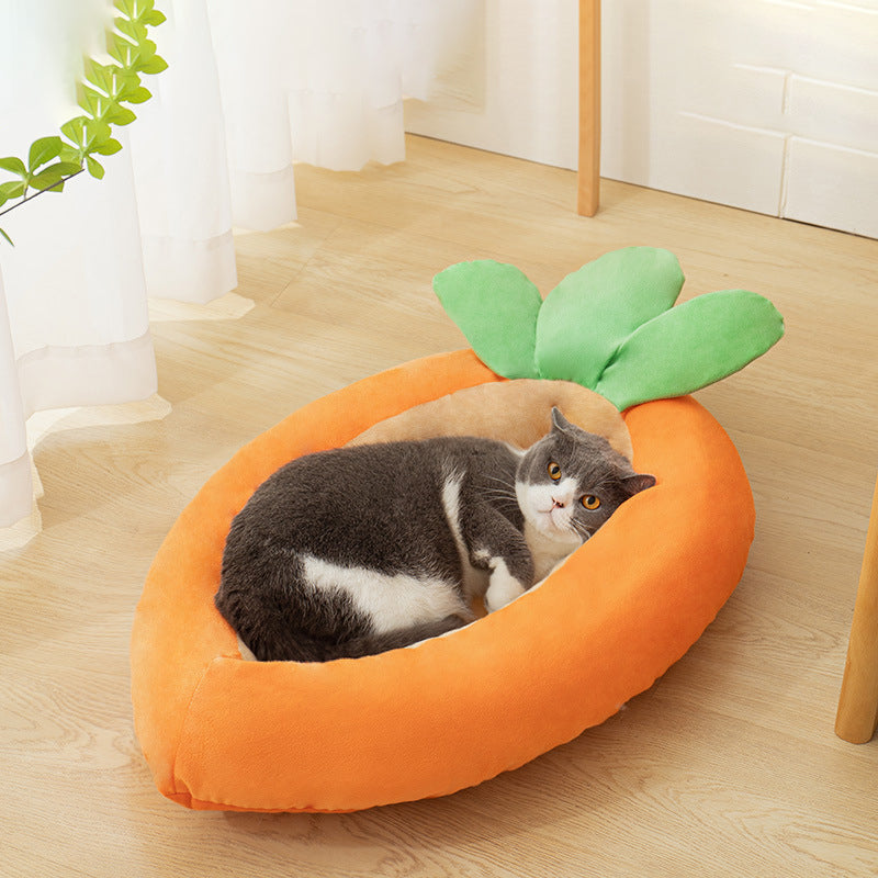 HKM-5619901 Carrot Dog Nesting Bed with Washable Soft Blanket for Small and Medium Pets
