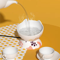 HKM-5620029 Cervical Spine High Foot Ceramic Bowl ¨C Stylish Dual-Use Pet Dish in White and Powder Colors