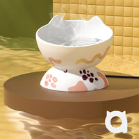 HKM-5620029 Cervical Spine High Foot Ceramic Bowl ¨C Stylish Dual-Use Pet Dish in White and Powder Colors