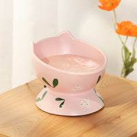 HKM-5620029 Cervical Spine High Foot Ceramic Bowl ¨C Stylish Dual-Use Pet Dish in White and Powder Colors