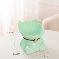 HKM-5620029 Cervical Spine High Foot Ceramic Bowl ¨C Stylish Dual-Use Pet Dish in White and Powder Colors