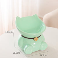HKM-5620029 Cervical Spine High Foot Ceramic Bowl ¨C Stylish Dual-Use Pet Dish in White and Powder Colors