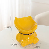 HKM-5620029 Cervical Spine High Foot Ceramic Bowl ¨C Stylish Dual-Use Pet Dish in White and Powder Colors