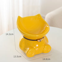 HKM-5620029 Cervical Spine High Foot Ceramic Bowl ¨C Stylish Dual-Use Pet Dish in White and Powder Colors