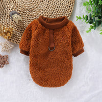 HKM-5620413 Hooded Double-Sided Fleece Dog Clothes in Various Colors with Traction Rope Clip