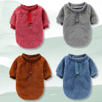 HKM-5620413 Hooded Double-Sided Fleece Dog Clothes in Various Colors with Traction Rope Clip
