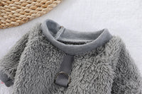 HKM-5620413 Hooded Double-Sided Fleece Dog Clothes in Various Colors with Traction Rope Clip