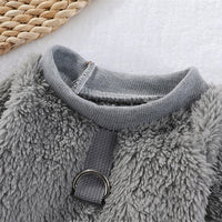 HKM-5620413 Hooded Double-Sided Fleece Dog Clothes in Various Colors with Traction Rope Clip