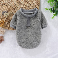 HKM-5620413 Hooded Double-Sided Fleece Dog Clothes in Various Colors with Traction Rope Clip