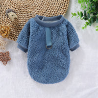 HKM-5620413 Hooded Double-Sided Fleece Dog Clothes in Various Colors with Traction Rope Clip