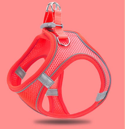 HKM-5621309 Reflective Breathable Chest Strap Vest with 1.5m Traction Rope for Small Dogs