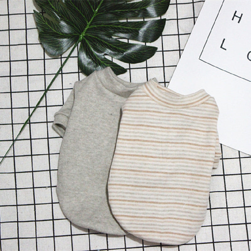 HKM-562131 Pure Cotton Dog Pajamas for Winter - Casual Styles in Light Brown, Brown Stripe, Light Green, Colorful Stripe
