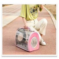 HKM-5622077 Transparent PU Pet Carrier Bag with Geometric Pattern, Suitable for Pets up to 12 kg