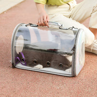 HKM-5622077 Transparent PU Pet Carrier Bag with Geometric Pattern, Suitable for Pets up to 12 kg