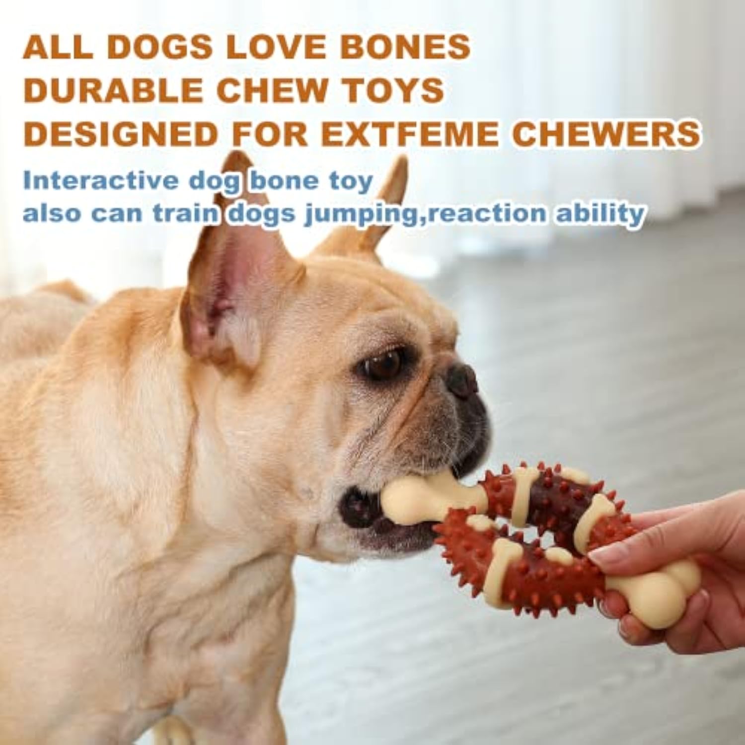 HKM-5623101 Pet Dental Chew Toy for Teeth Grinding, Anxiety Relief, and Oral Health - Natural Rubber Bone Shape