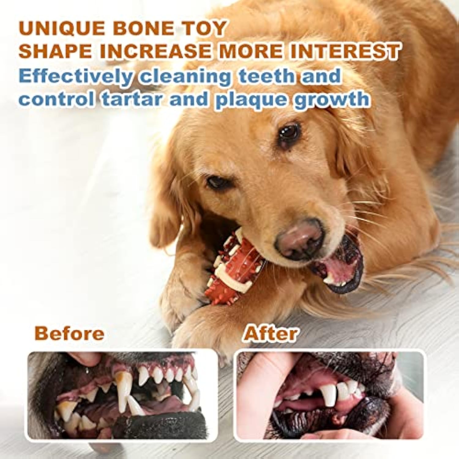 HKM-5623101 Pet Dental Chew Toy for Teeth Grinding, Anxiety Relief, and Oral Health - Natural Rubber Bone Shape