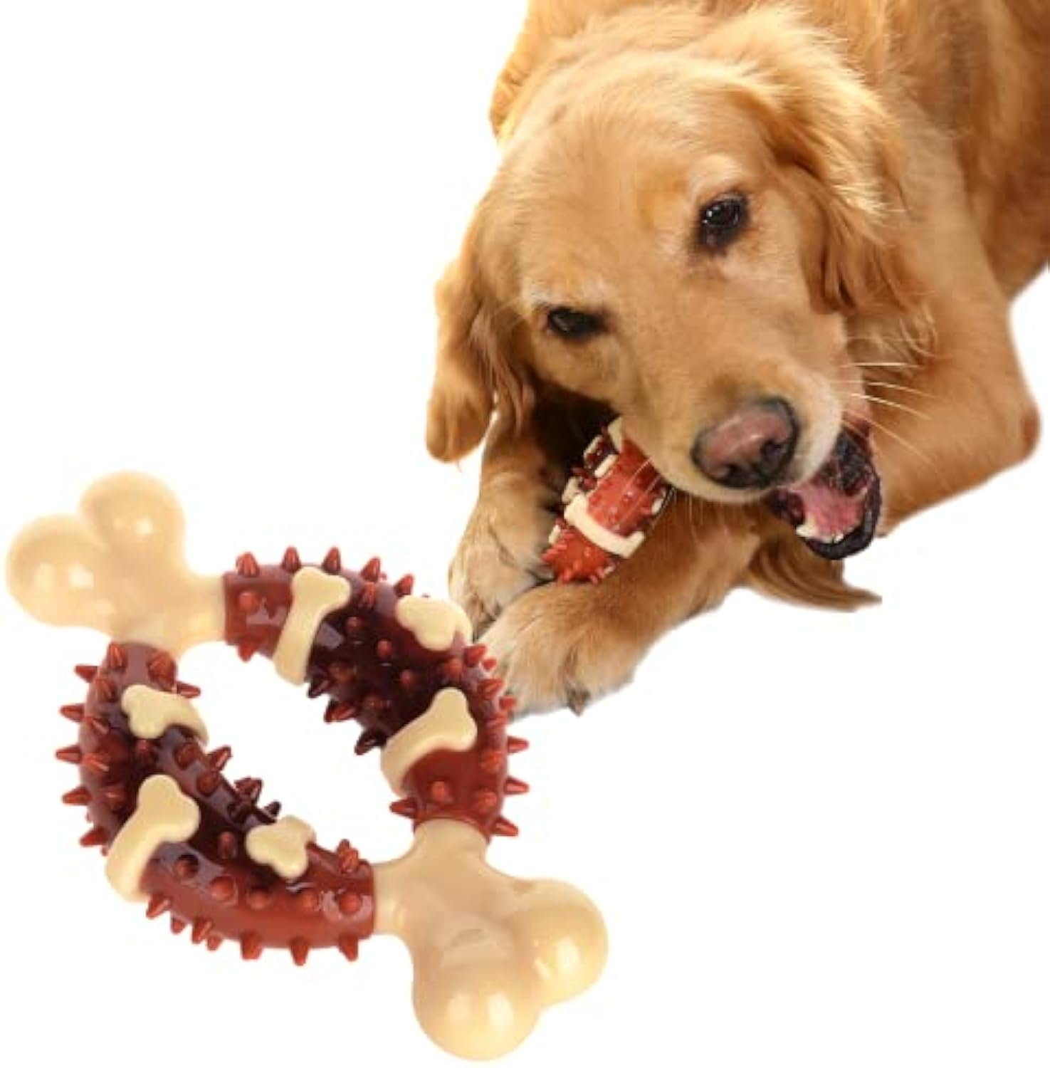 HKM-5623101 Pet Dental Chew Toy for Teeth Grinding, Anxiety Relief, and Oral Health - Natural Rubber Bone Shape