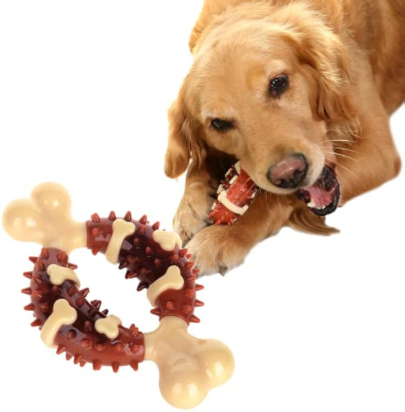 HKM-5623101 Pet Dental Chew Toy for Teeth Grinding, Anxiety Relief, and Oral Health - Natural Rubber Bone Shape
