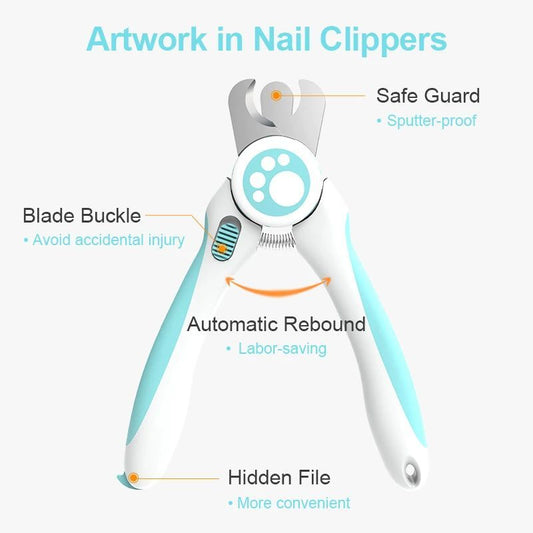 HKM-5623613 Ergonomic Nail Clippers for Dogs and Cats with Safety Stop Design, Medium & Large Pet Grooming Tool